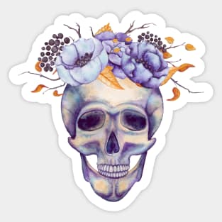 Skull with Flowers Sticker